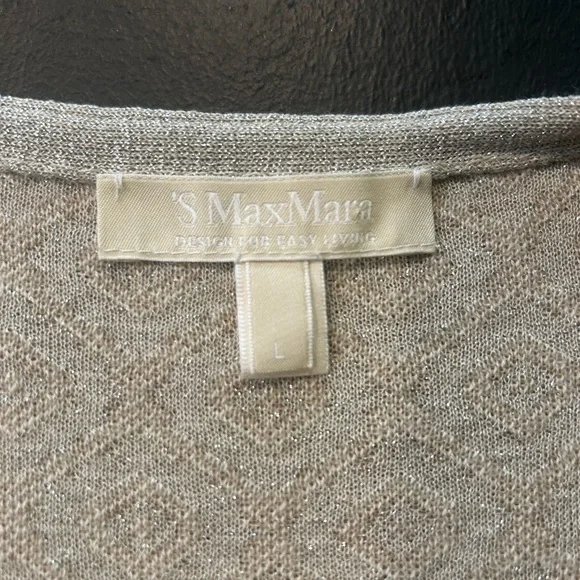 NWOT S’ MaxMara Gray & Tan Textured Cardigan w/Silver Sparkles Size Large - Picture 4 of 7